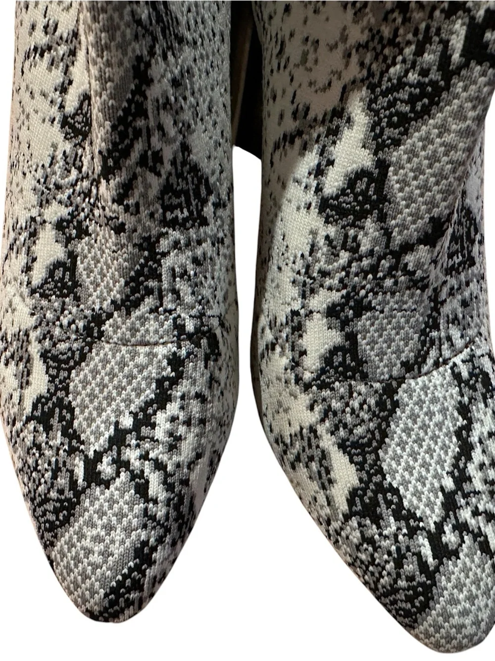 Steve Madden Trent Black & White Snake-Print Sock Boots 9.5 M